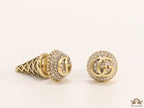 Gold plated cz softy shape studs with twin G motif