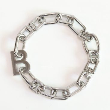 Link Chain bracelet with letter B in platinum plating