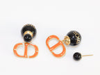 Black and Orange alphabet C and D stud in gold finish