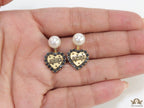 Pearl tops with alphabet inscribed cz and golden heart drops