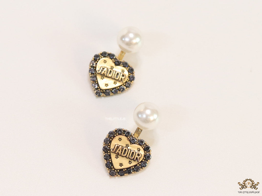 Pearl tops with alphabet inscribed cz and golden heart drops