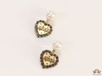 Pearl tops with alphabet inscribed cz and golden heart drops