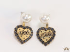 Pearl tops with alphabet inscribed cz and golden heart drops