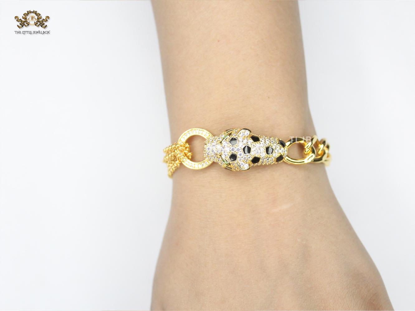 Panther CZ Chunky gold toned bracelet