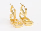 Alphabet V interlocked hoops in gold finish