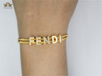 Alphabet F studded charm bracelet