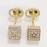Golden cz tops with alphabet inscribed cz cube drops