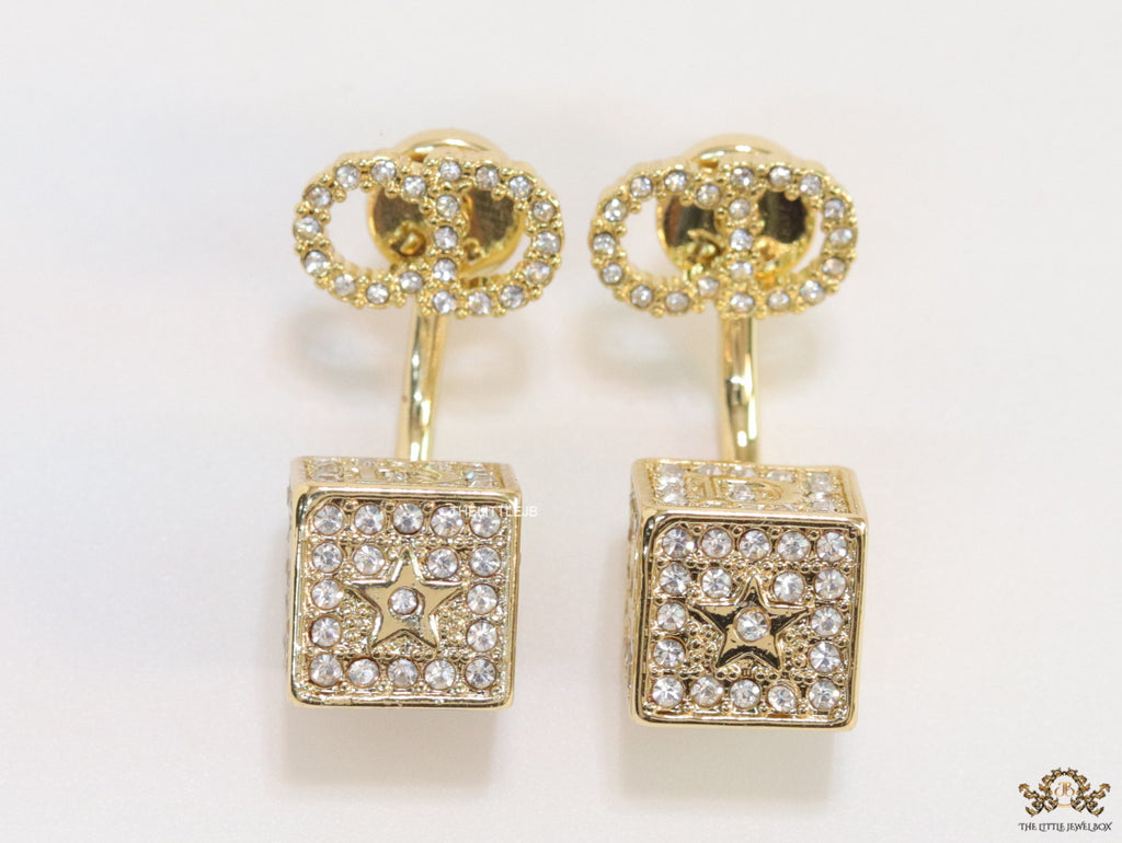 Golden cz tops with alphabet inscribed cz cube drops
