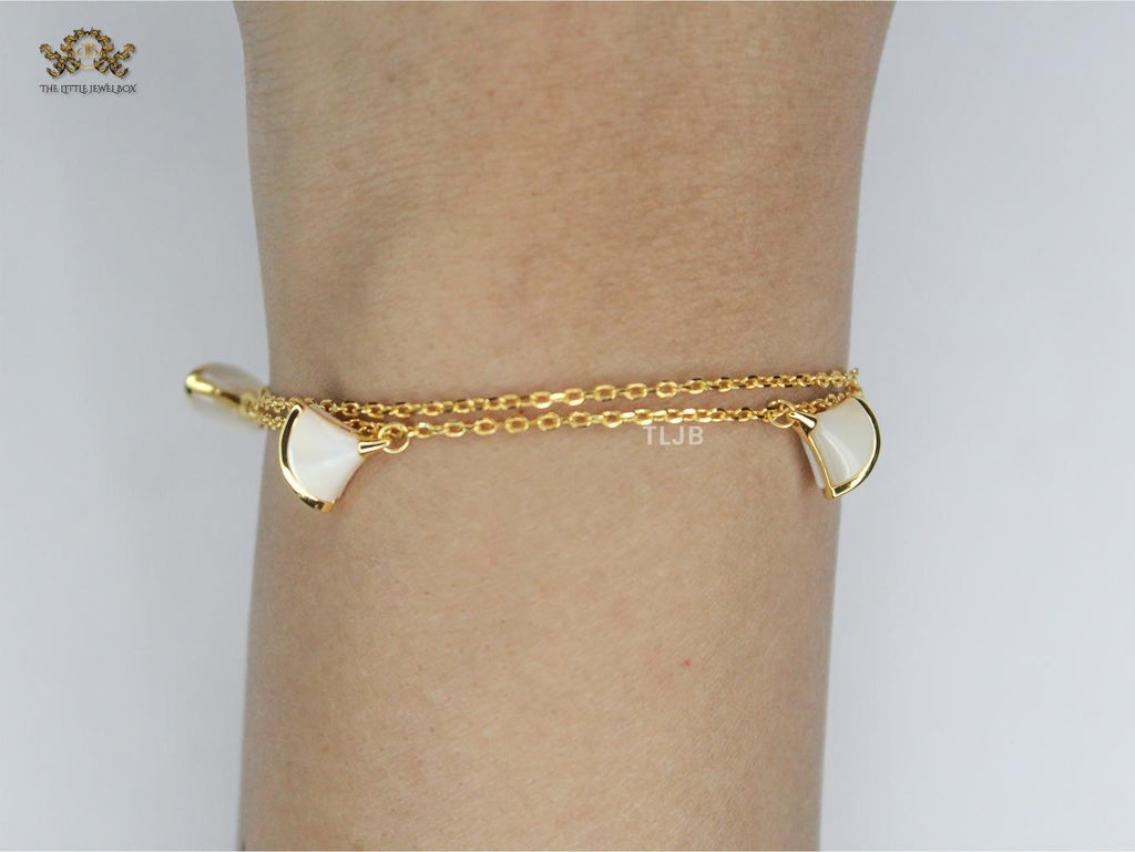 Alphabet Bvl minimal celestial charms bracelet MOP white