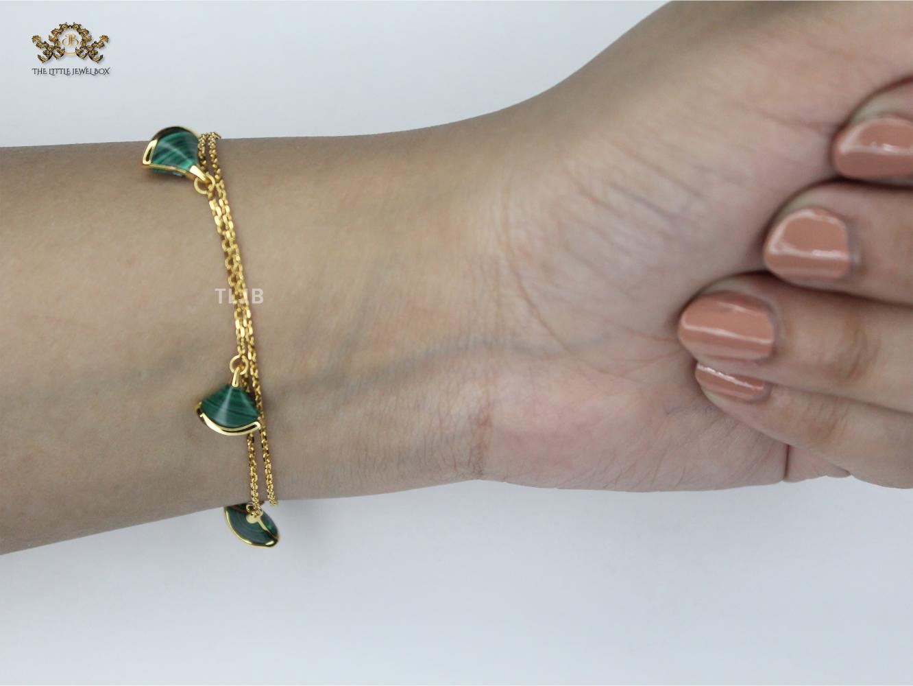 Alphabet Bvl minimal celestial charms bracelet green malachite
