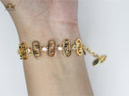 Alphabet F studded gold bracelet
