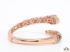Top open snake black enamel bracelet with rose gold plating and cubic zirconia stones