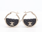Double C black hoops in pale gold finish