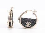 Double C black hoops in pale gold finish