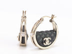 Double C black hoops in pale gold finish