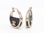 Double C black hoops in pale gold finish