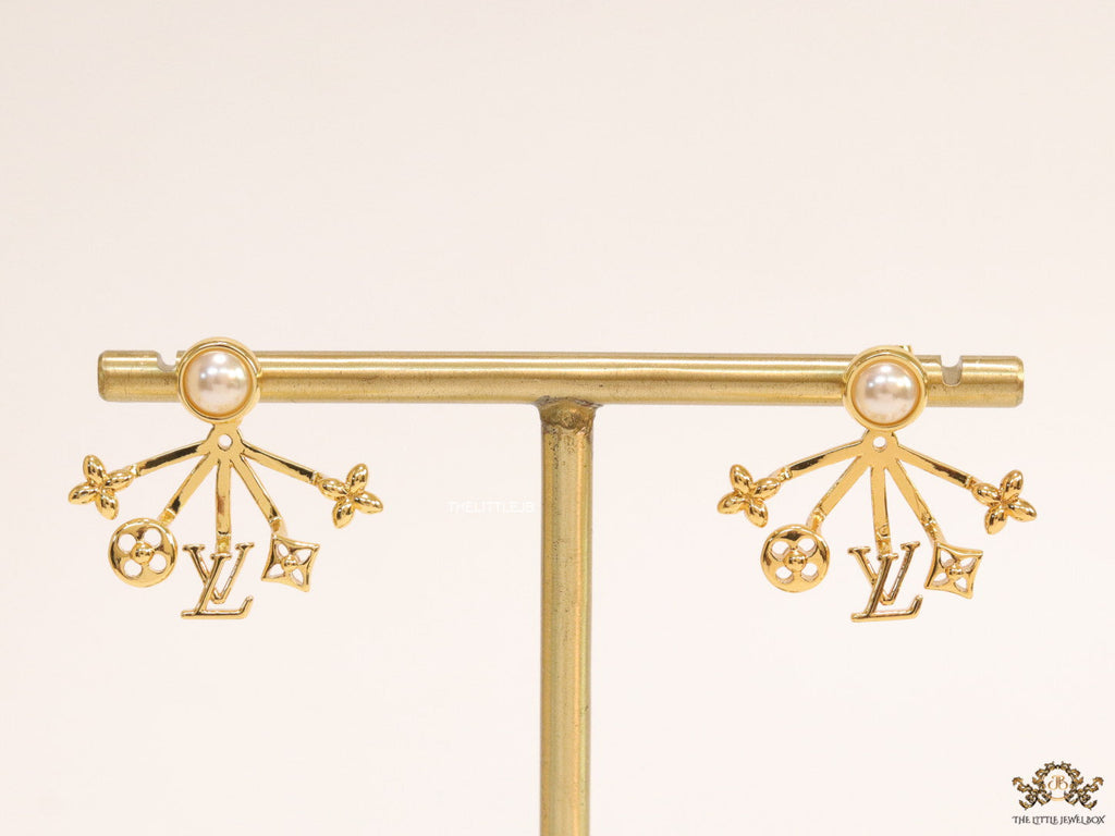 Gold plated detachable pearl tops earrings with various charms