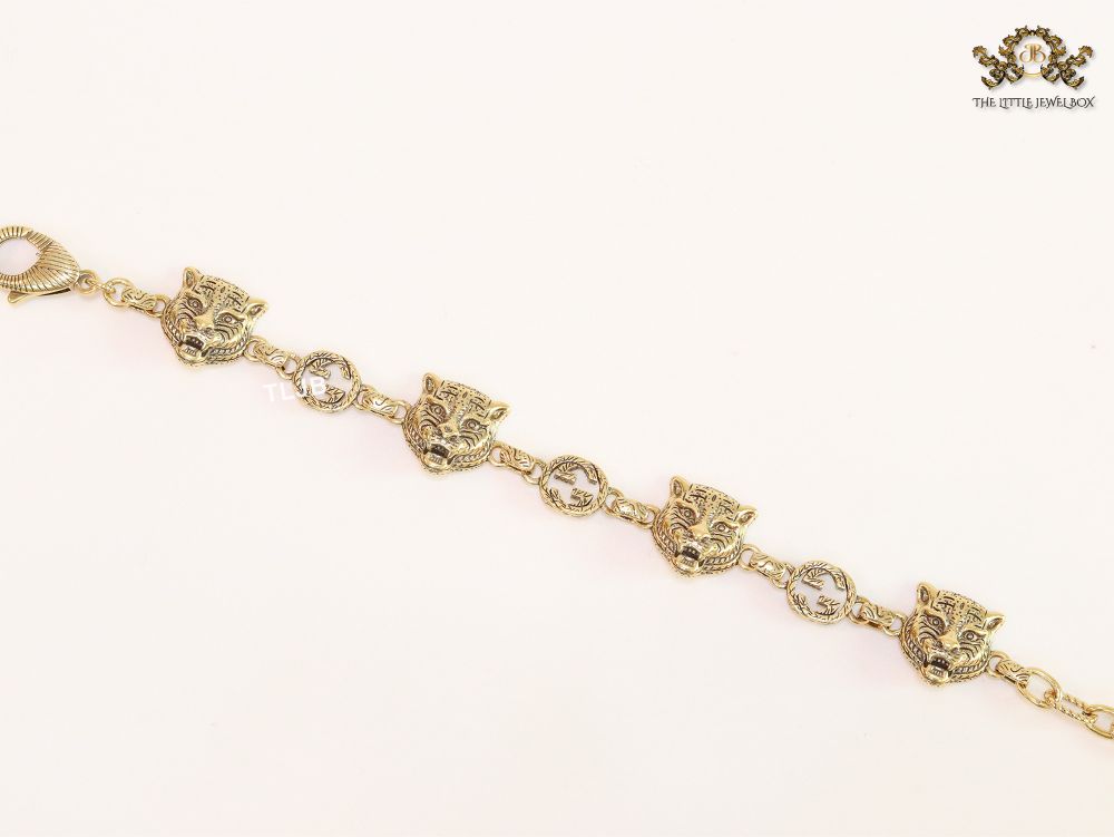 Tiger face antique bracelet
