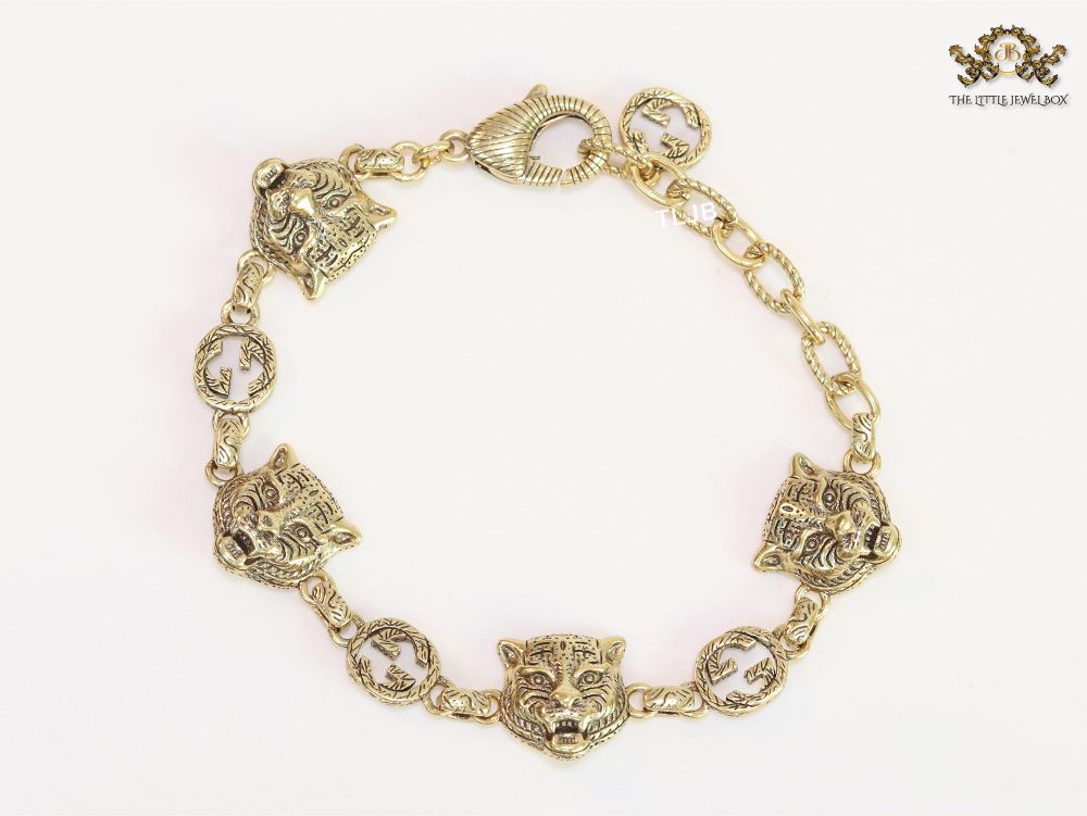 Tiger face antique bracelet