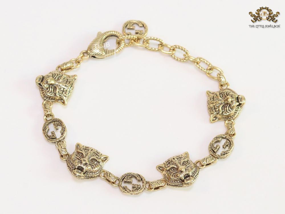 Tiger face antique bracelet