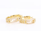 Double F hoops in gold finish with cz