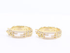 Double F hoops in gold finish with cz