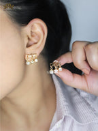 Alphabet D  mini charmed earrings in gold