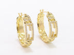 Double F hoops in gold finish with cz