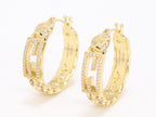 Double F hoops in gold finish with cz