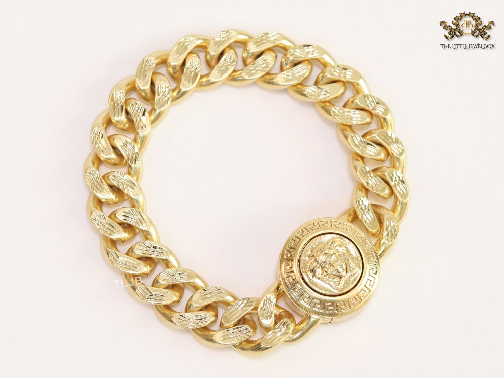 Medusa gold link chain bracelet