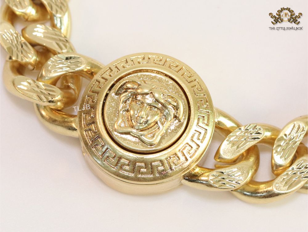 Medusa gold link chain bracelet