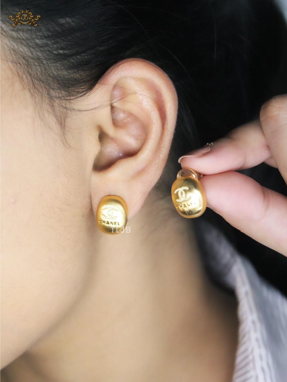 Alphabet C gold toned studs