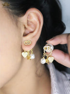 Alphabet CD Pearl CZ mini charmed bomber earrings