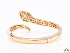 Top open serpentine bracelet in white enamel with rose gold plated details and cubic zirconia stones head