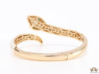 Top open snake bracelet in white enamel with rose gold plated details and cubic zirconia stones head