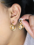 Double C Pearl studded earrings