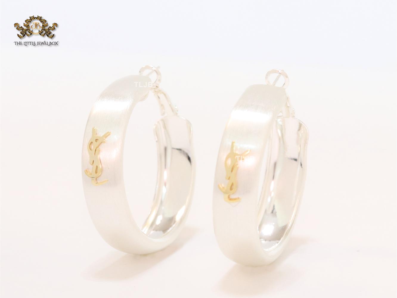 Alphabet Y & L silver matt hoops