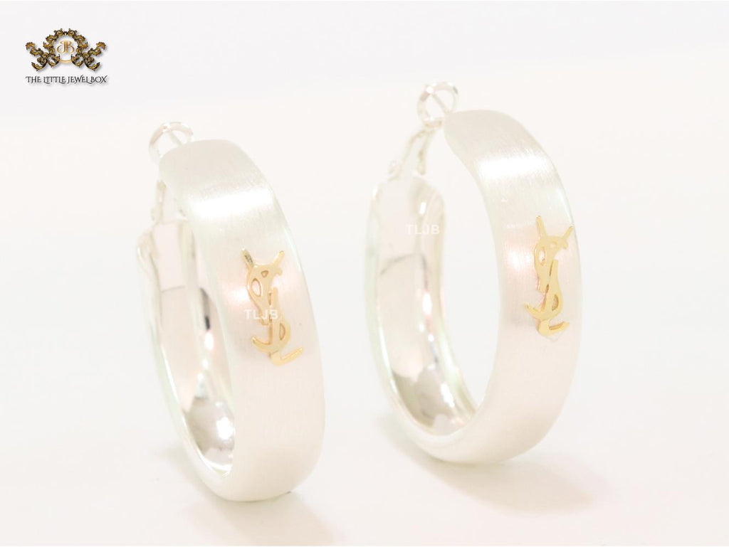Alphabet Y & L silver matt hoops