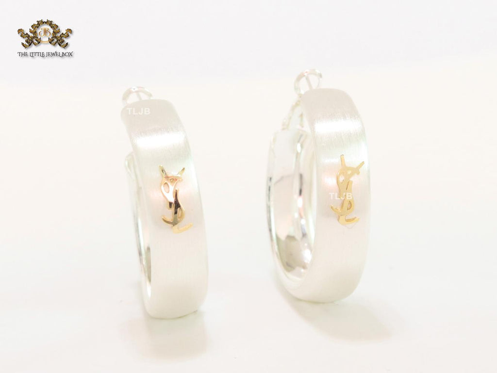Alphabet Y & L silver matt hoops
