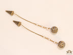 Gold plated ball and chain pattern twin G dangles with cz