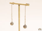 Gold plated ball and chain pattern twin G dangles with cz