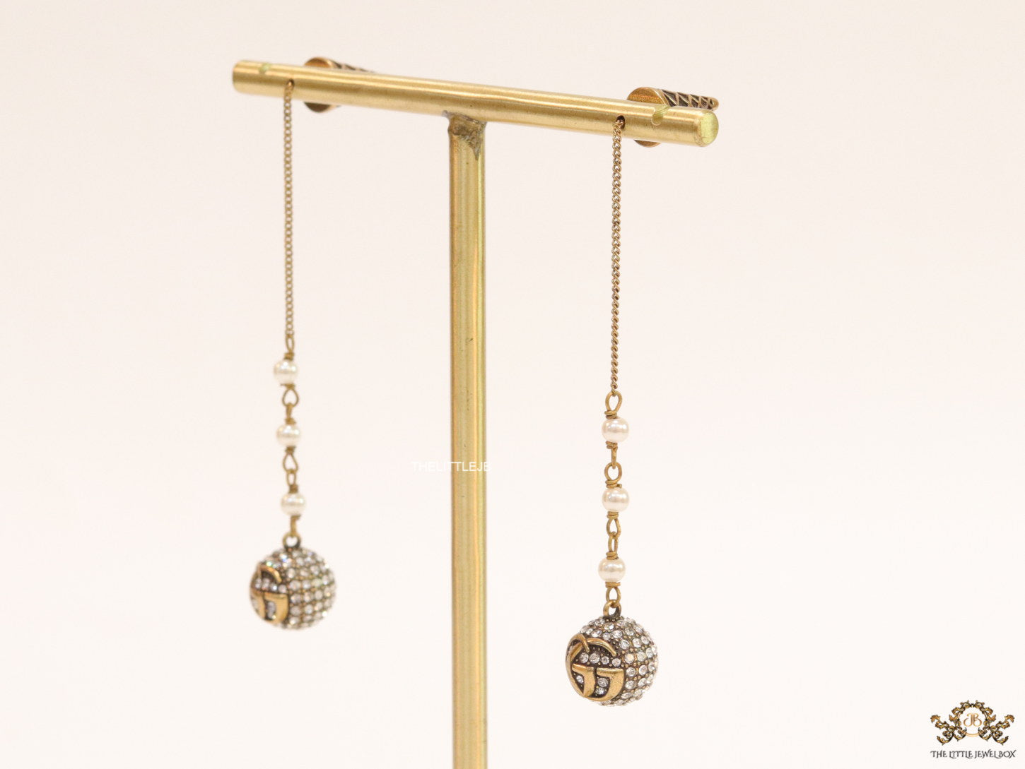 Gold plated ball and chain pattern twin G dangles with cz