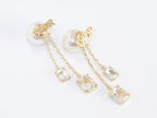 Alphabet C and D dangling pearl studs with CZ