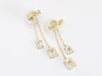 Alphabet C and D dangling pearl studs with CZ
