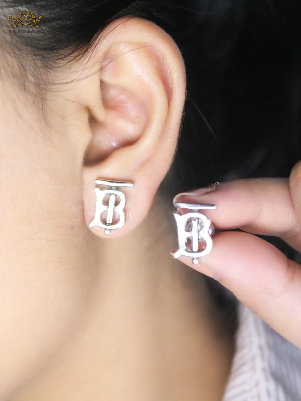 Alphabet B silver studs