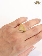 Alphabet embossed gold plated ring