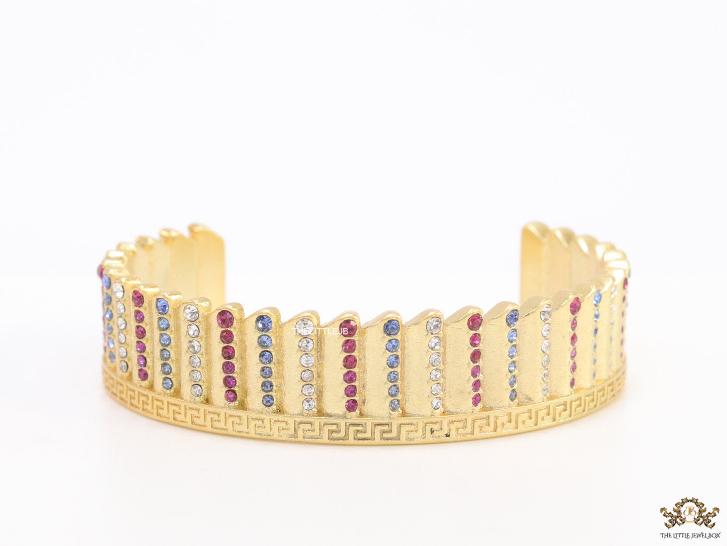 Gold plated matte finish bracelet with multi coloured cubic zirconia stones
