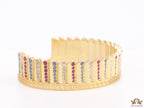 Gold plated matte finish bracelet with multi coloured cubic zirconia stones