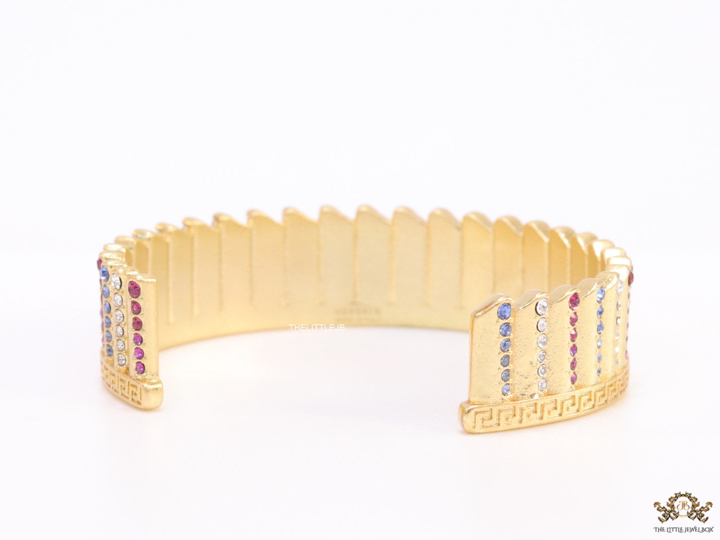 Gold plated matte finish bracelet with multi coloured cubic zirconia stones