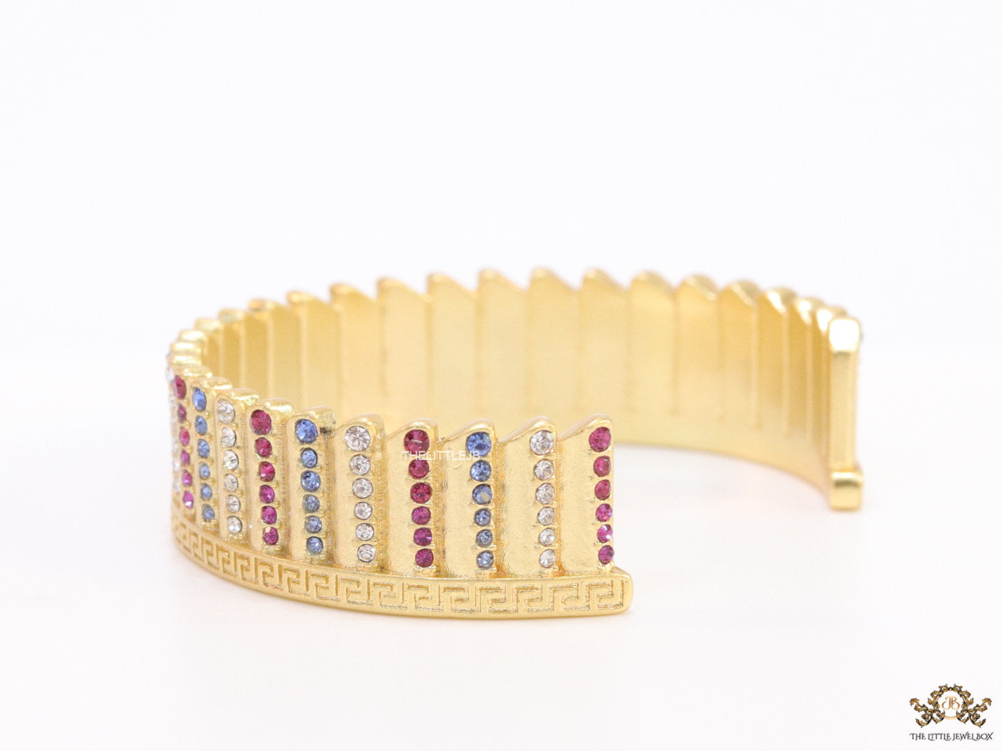 Gold plated matte finish bracelet with multi coloured cubic zirconia stones